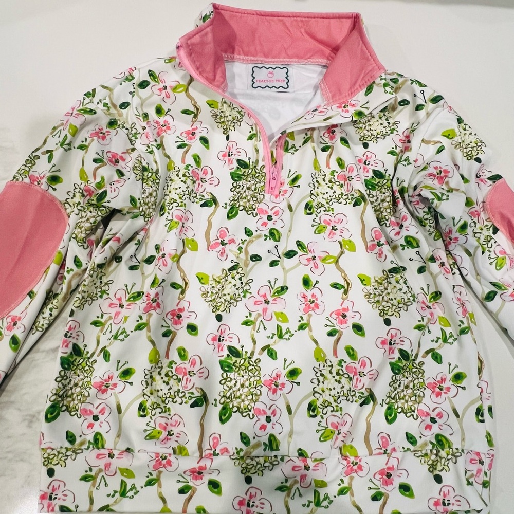Floral Pink and Green Pullover Jacket - Picture 2 of 6